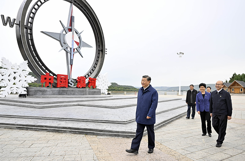 9月6日至8日，中共中央總書記、國家主席、中央軍委主席習(xí)近平在黑龍江考察。這是6日下午，習(xí)近平在大興安嶺地區(qū)漠河市北極村考察。